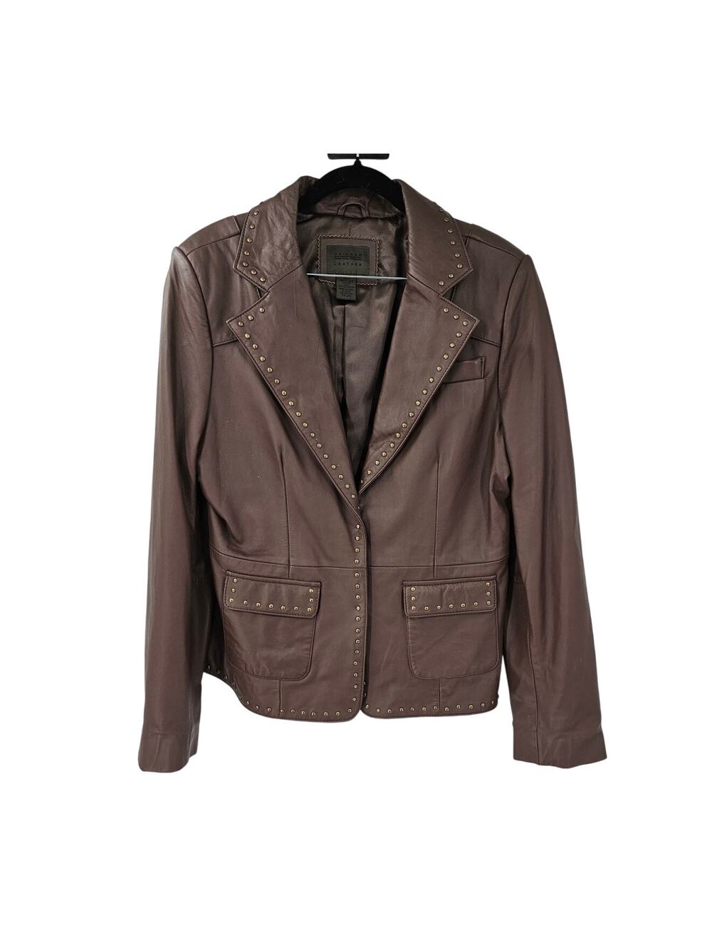UNIFORM JOHN PAUL RICHARD Brown Leather Jacket Womens Size Large L